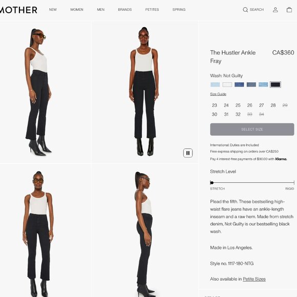 MOTHER The Hustler Ankle Fray Denim Jeans Crop Flare Boot Cut High Rise Waisted - Picture 16 of 16